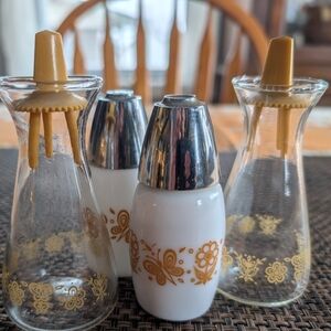 4 Piece Corningware Golden Butterfly Pattern Salt And Pepper And Oil .